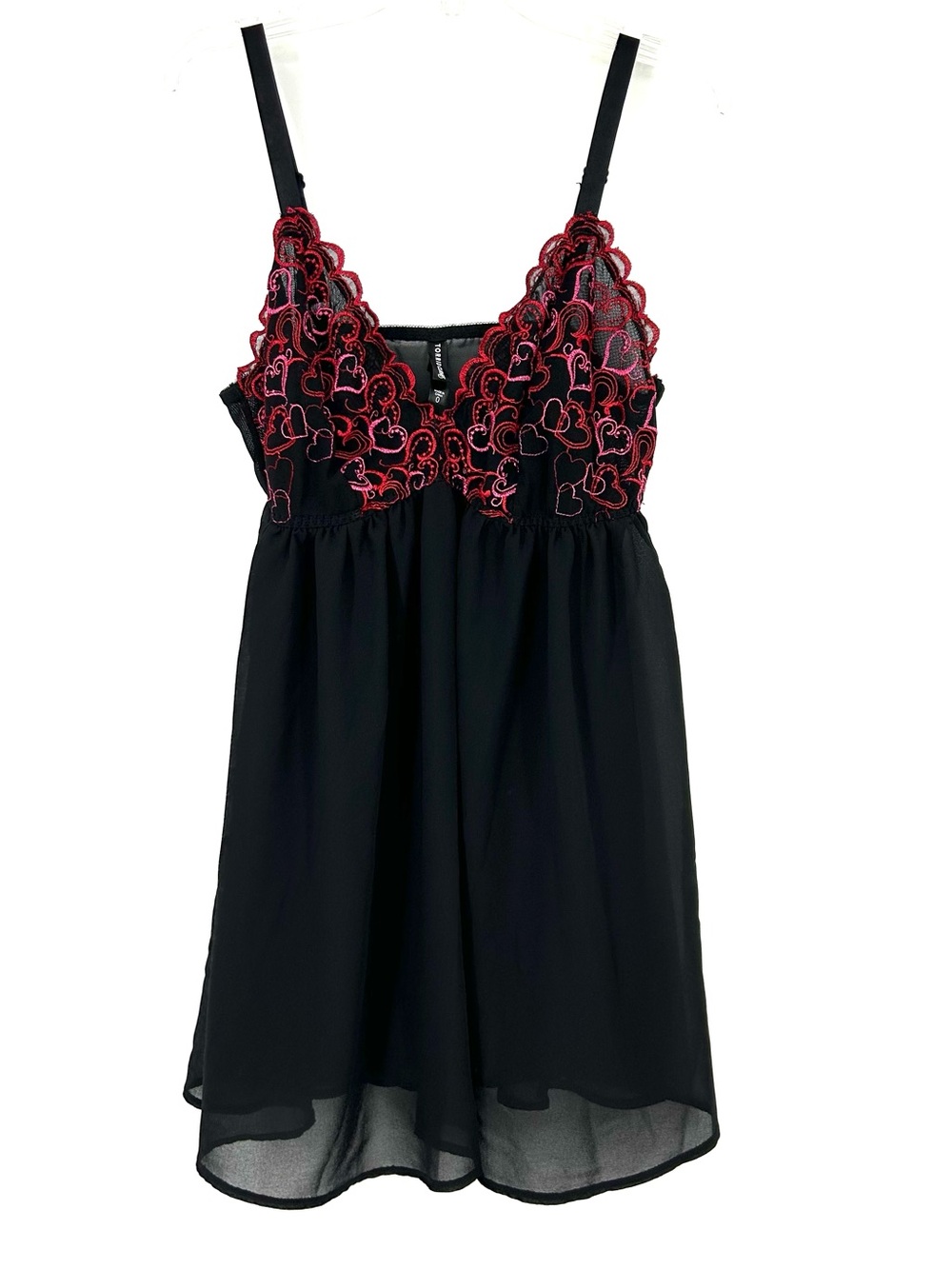 Torrid Curve 0 (10/L) Babydoll Chemise Black Hearts